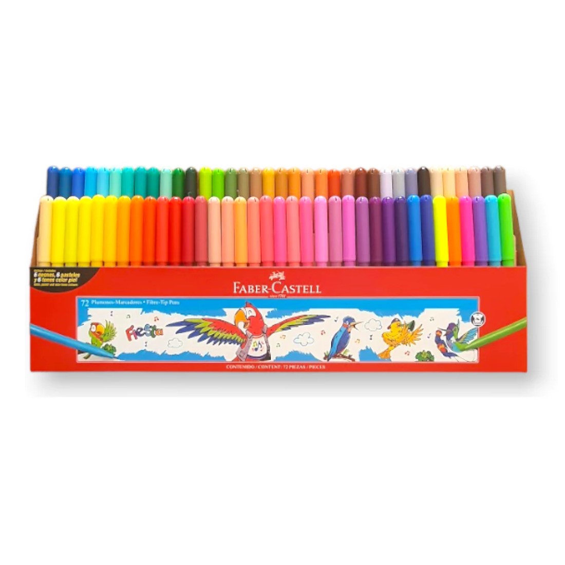 Plumones Faber Castell Fiesta, Estuche Rigido con 72 piezas