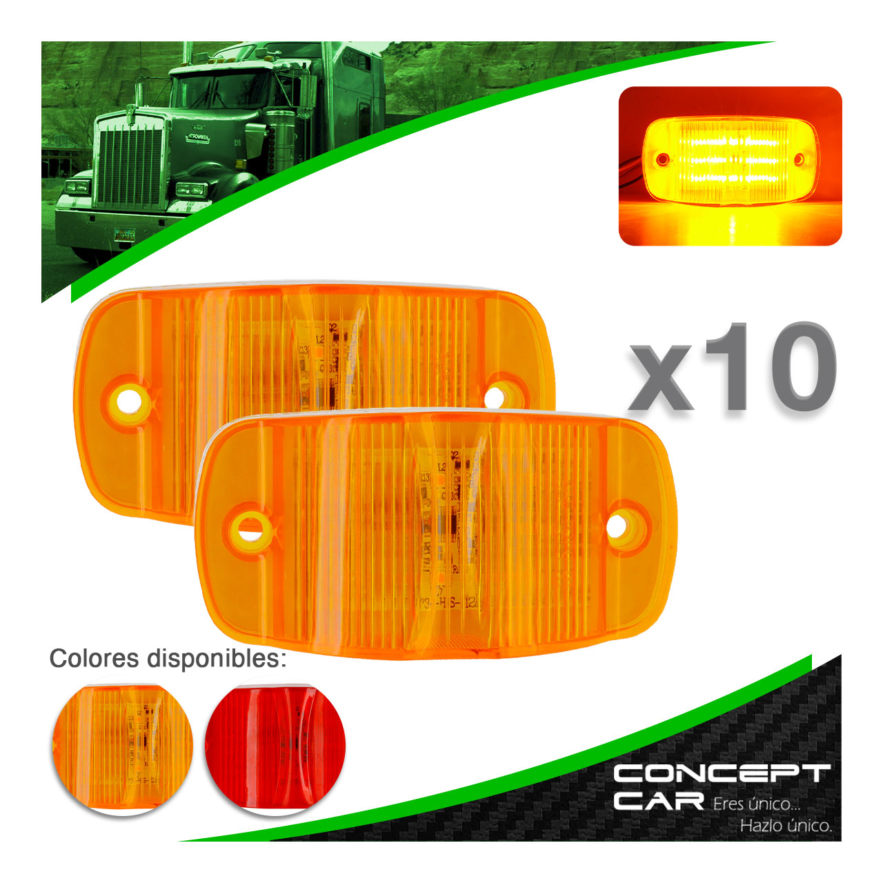 10 Par Plafones 14 Led Lateral Camion Trailer Universal 12-24v