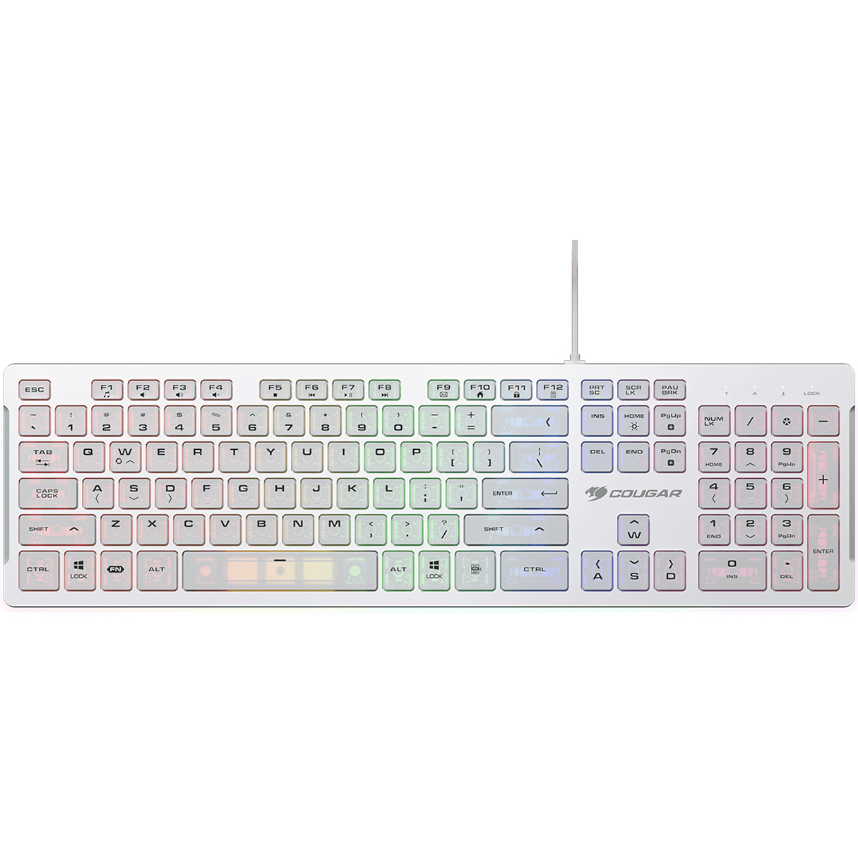 Teclado Gamer COUGAR VANTAR S RGB Switch de Tijera USB Ingles Blanco 37VSWRNMW.0002
