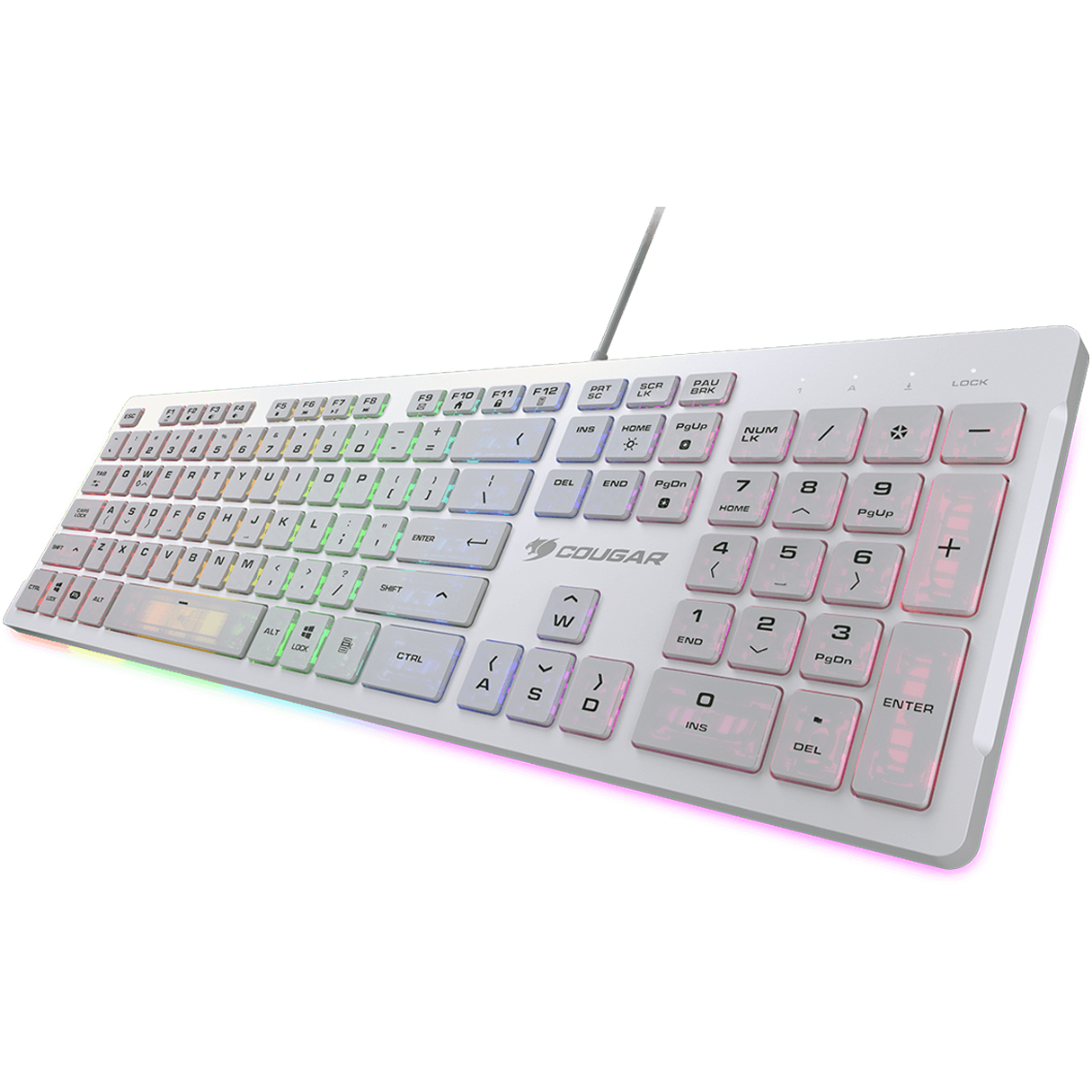 Teclado Gamer COUGAR VANTAR S RGB Switch de Tijera USB Ingles Blanco 37VSWRNMW.0002