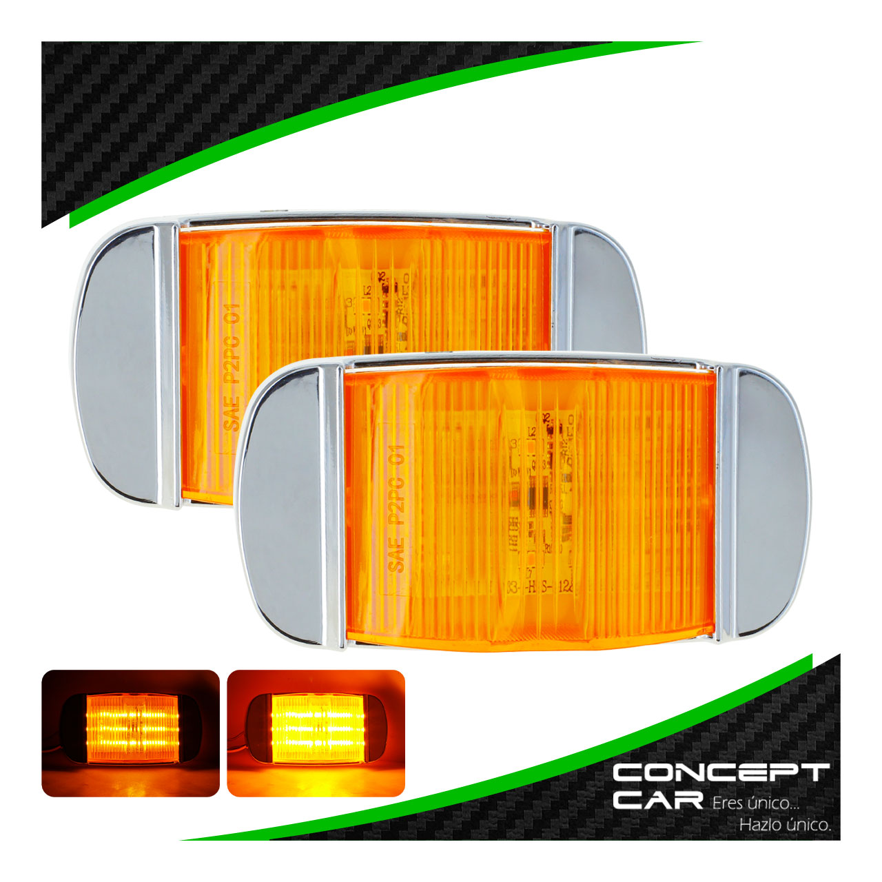 Par Plafones 14 Led Lateral Camion Trailer Bisel Cromado