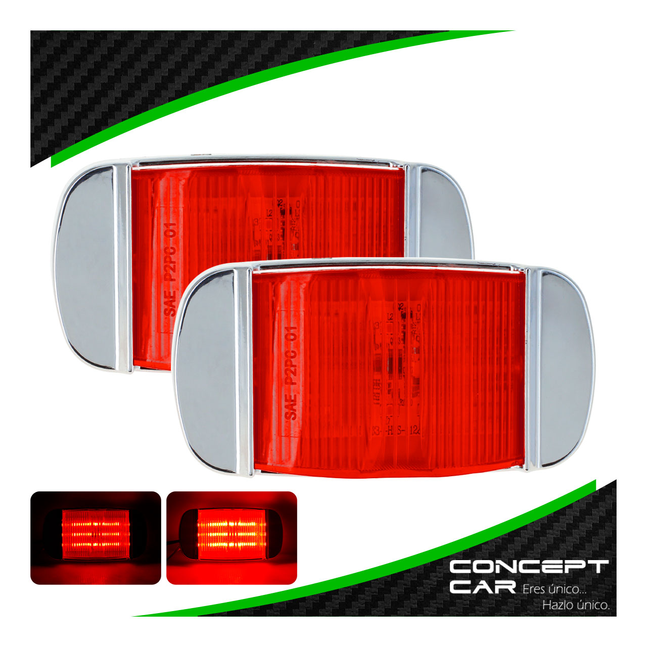 Par Plafones 14 Led Lateral Camion Trailer Bisel Cromado