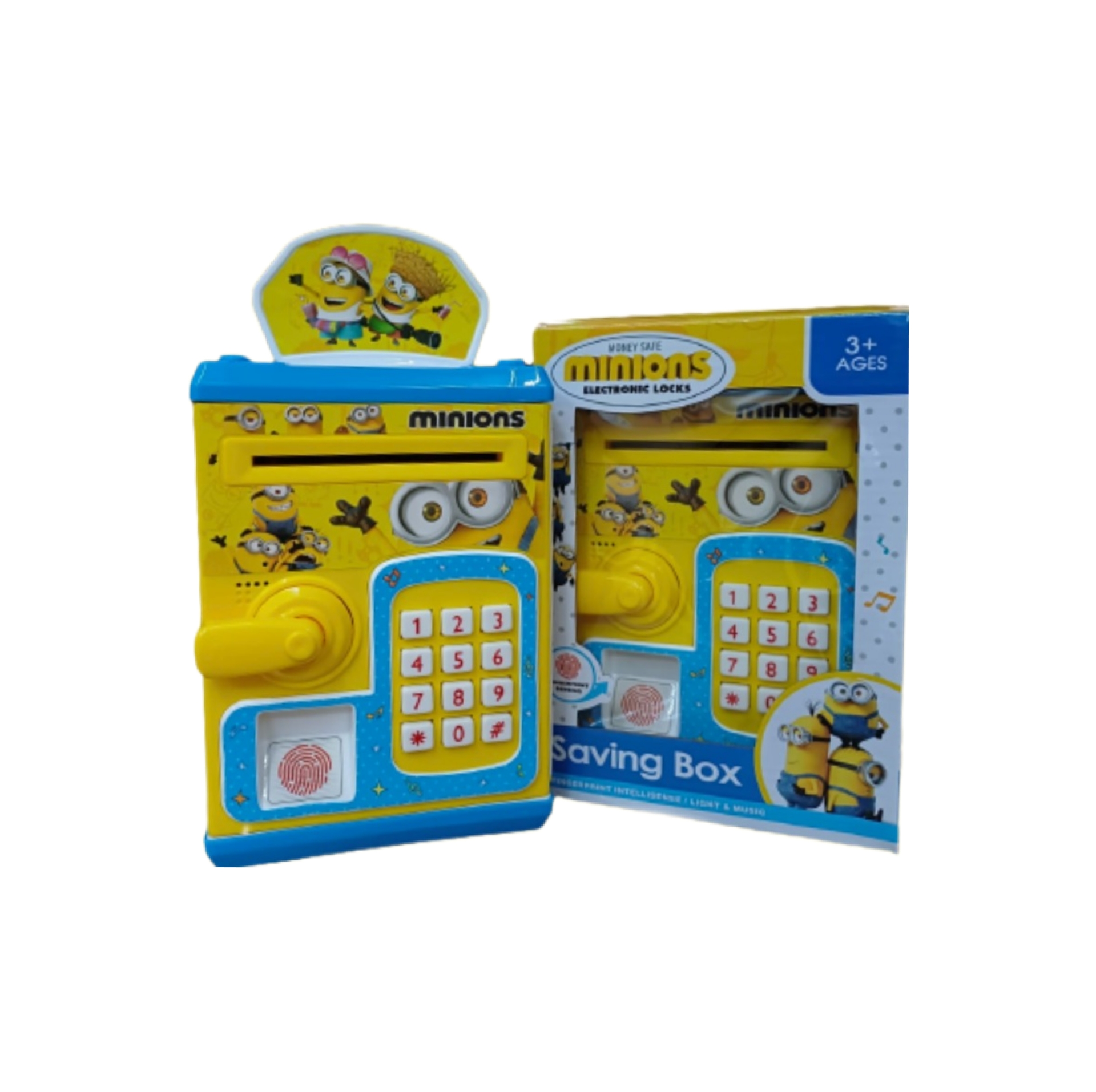 Juguete de Alcancía Electrónica Infantil Caja Fuerte Ben 10, Minion, Doraemon, Avenger y Mickey Mouse, teclado y control de huella dactilar.