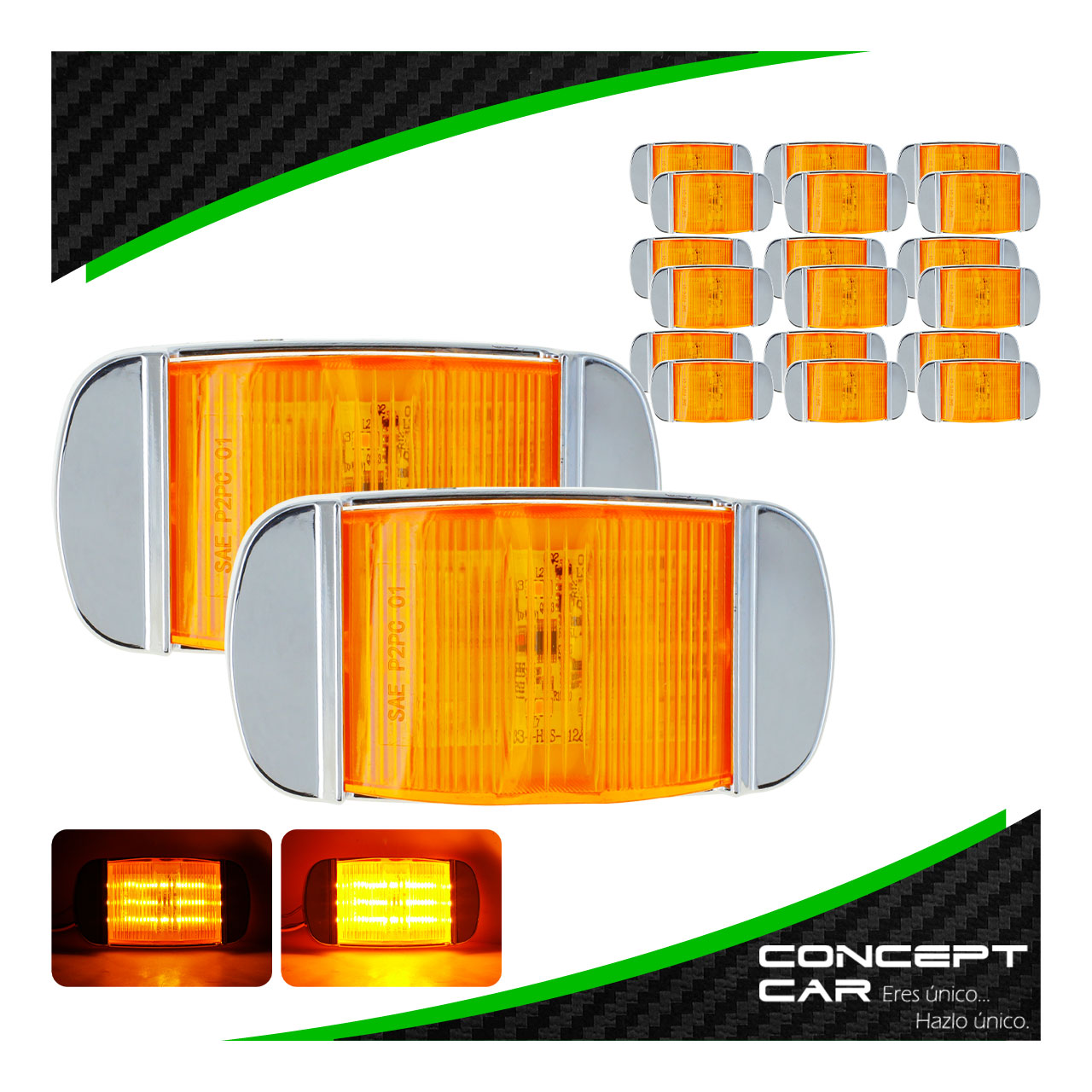 10 Par Plafones 14 Led Lateral Camion Trailer Bisel Cromado