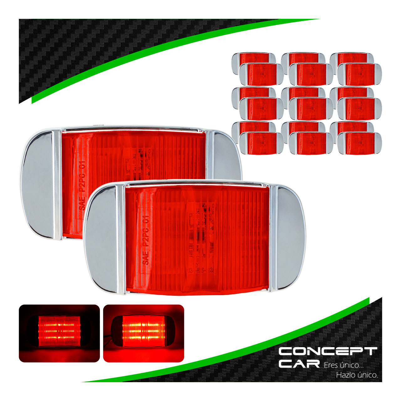 10 Par Plafones 14 Led Lateral Camion Trailer Bisel Cromado