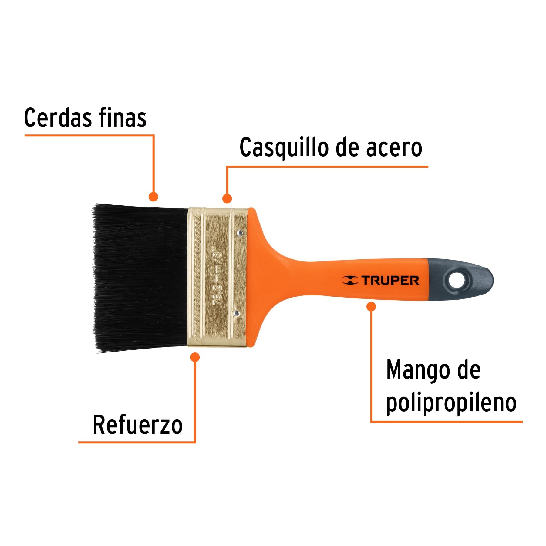 BROCHA PROFESIONAL DE 3" CON MANGO DE PLÁSTICO, TRUPER 14485