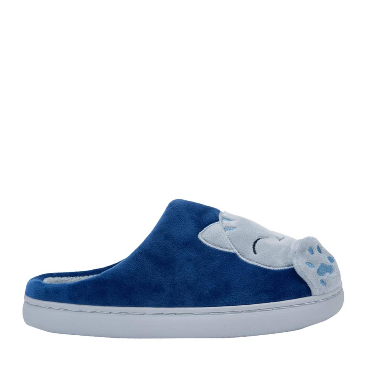 Pantuflas color azul para mujer, con figura de gatito al frente, marca Love to Lounge, mod. 1109563