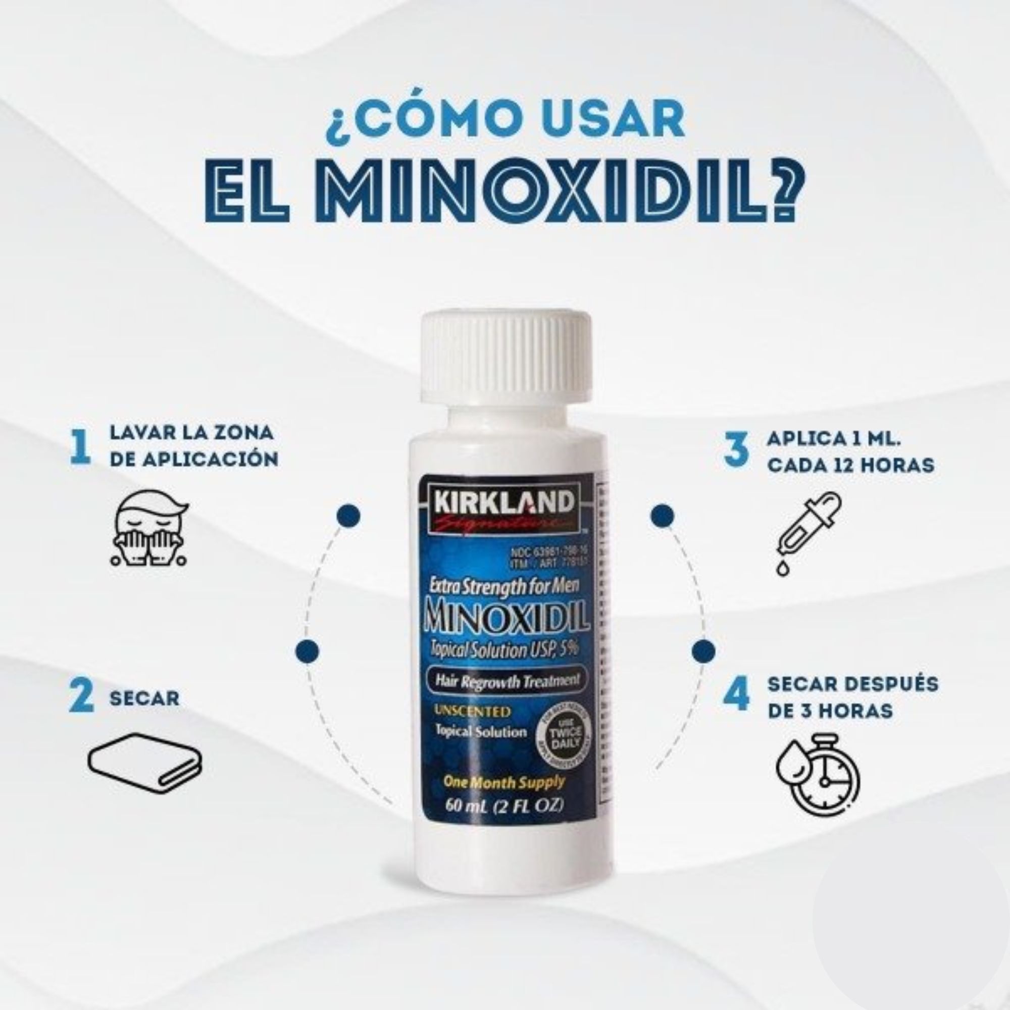 Minoxidil Kirkland 5% 6 Frascos Para Crecimiento Capilar Barba Y Bigote