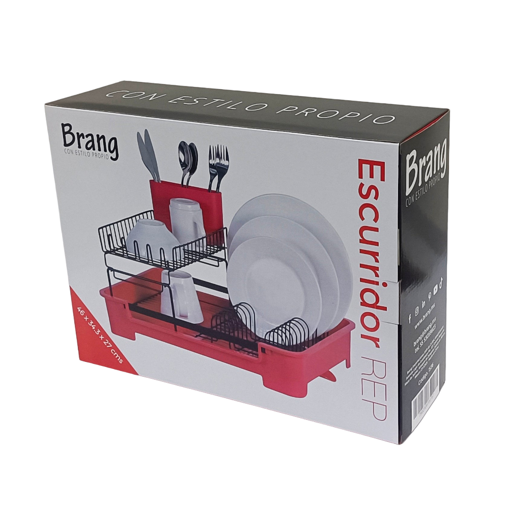 Escurridor Trastes Platos Plástico Rep Rojo 1536 Brang