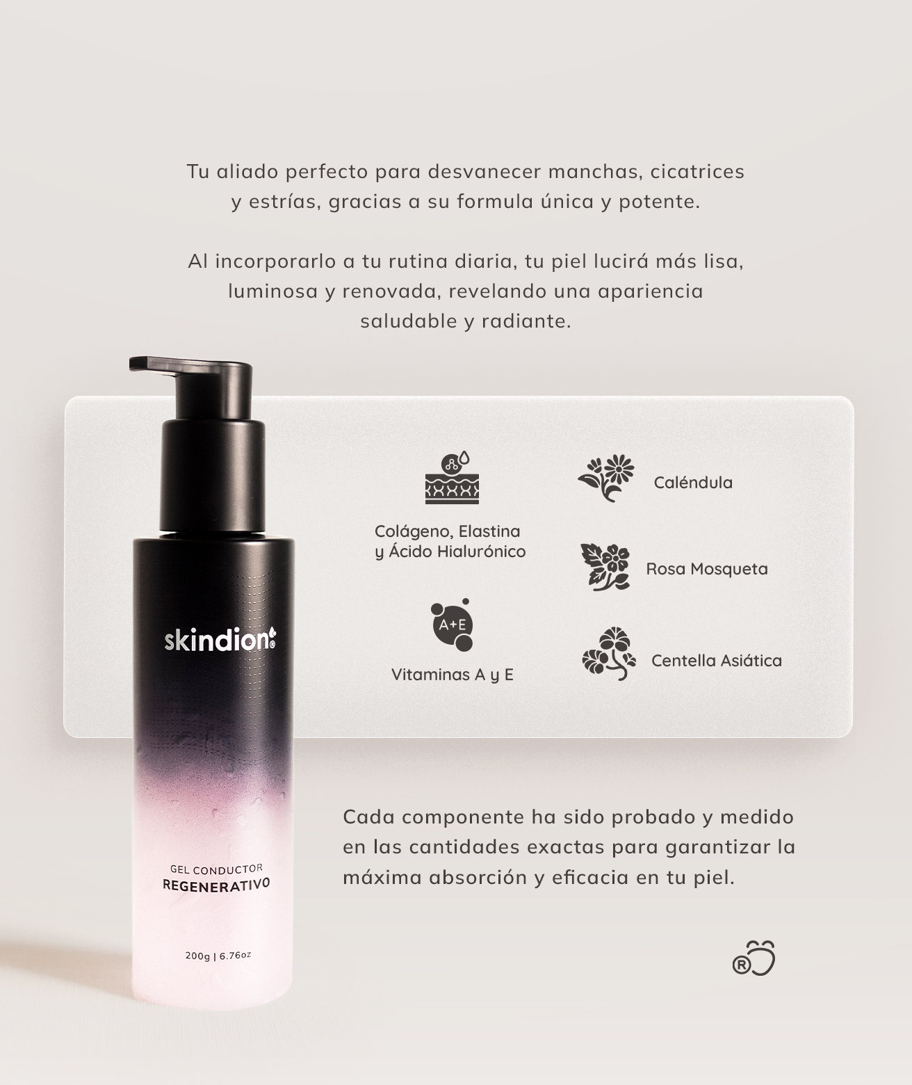 Gel Regenerativo Facial Skindion Anti Manchas Cicatrices y Estrías