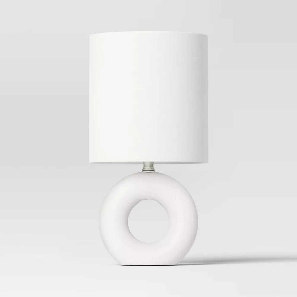 Mini lámpara de mesa de cerámica abstracta blanca