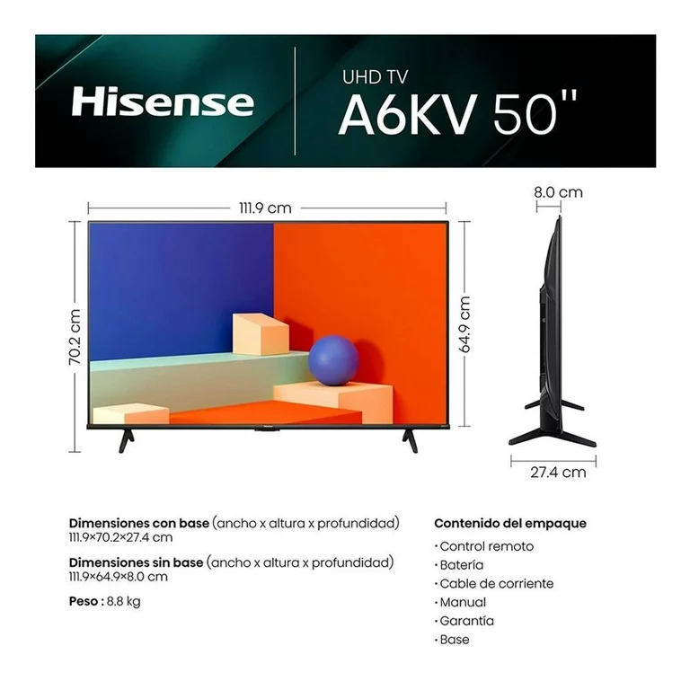 Televisión Hisense VIDAA Led Smart Tv De 50 Ultra HD 4K