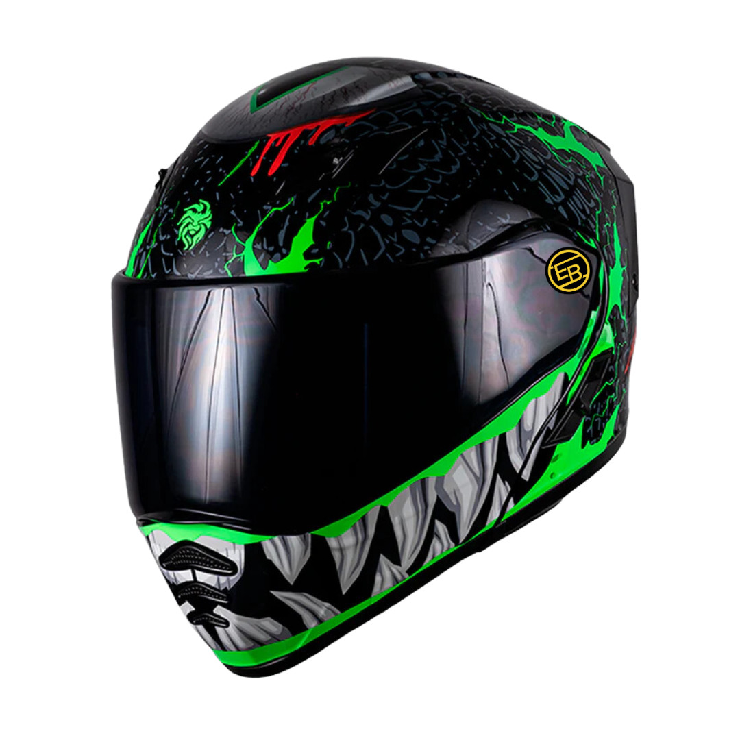 CASCO MOTO ABATIBLE KOV ESTELAR TROLL NEGRO/VERDE