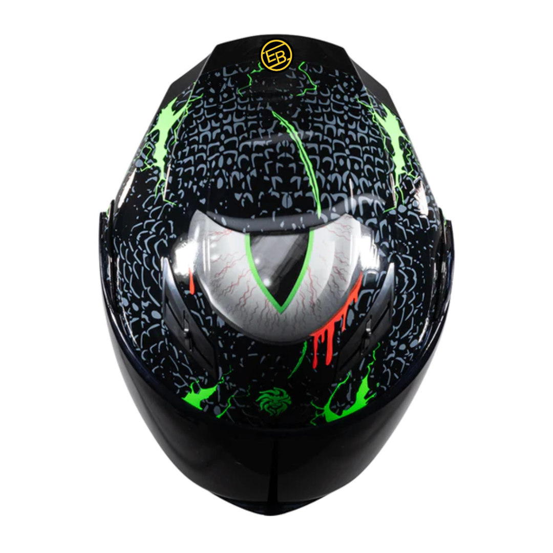 CASCO MOTO ABATIBLE KOV ESTELAR TROLL NEGRO/VERDE