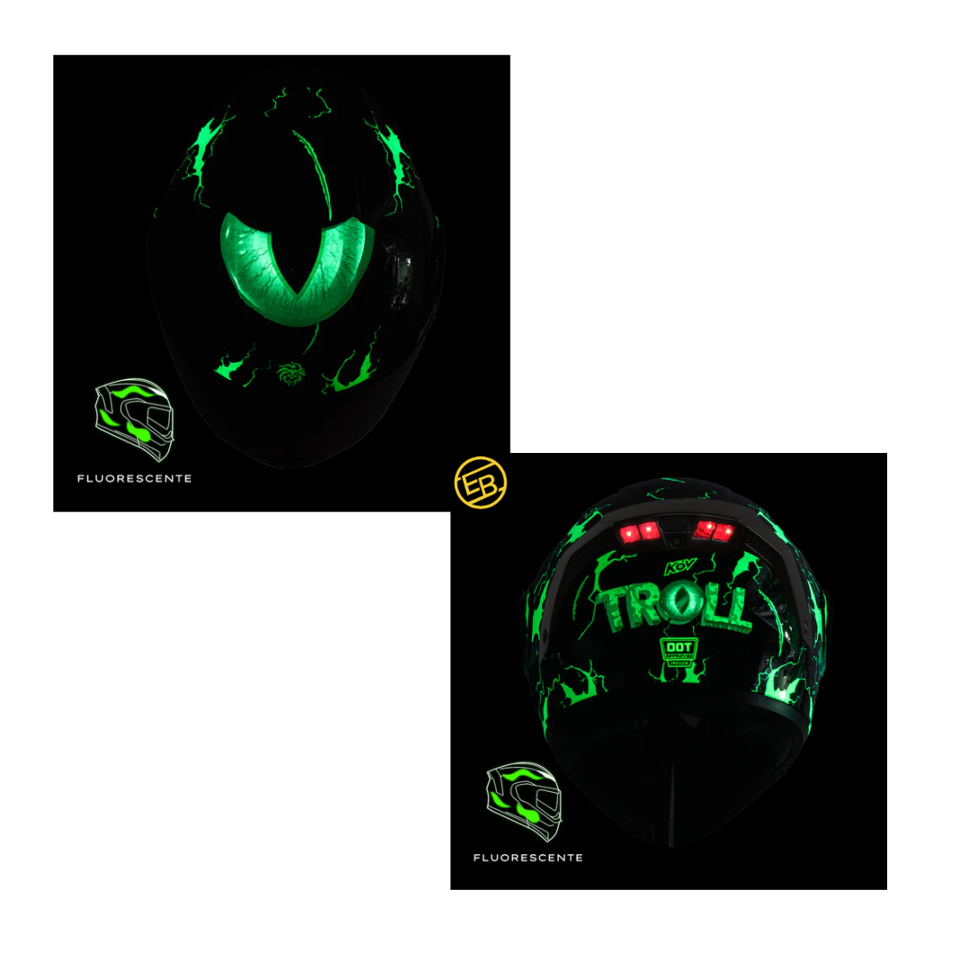 CASCO MOTO ABATIBLE KOV ESTELAR TROLL NEGRO/VERDE
