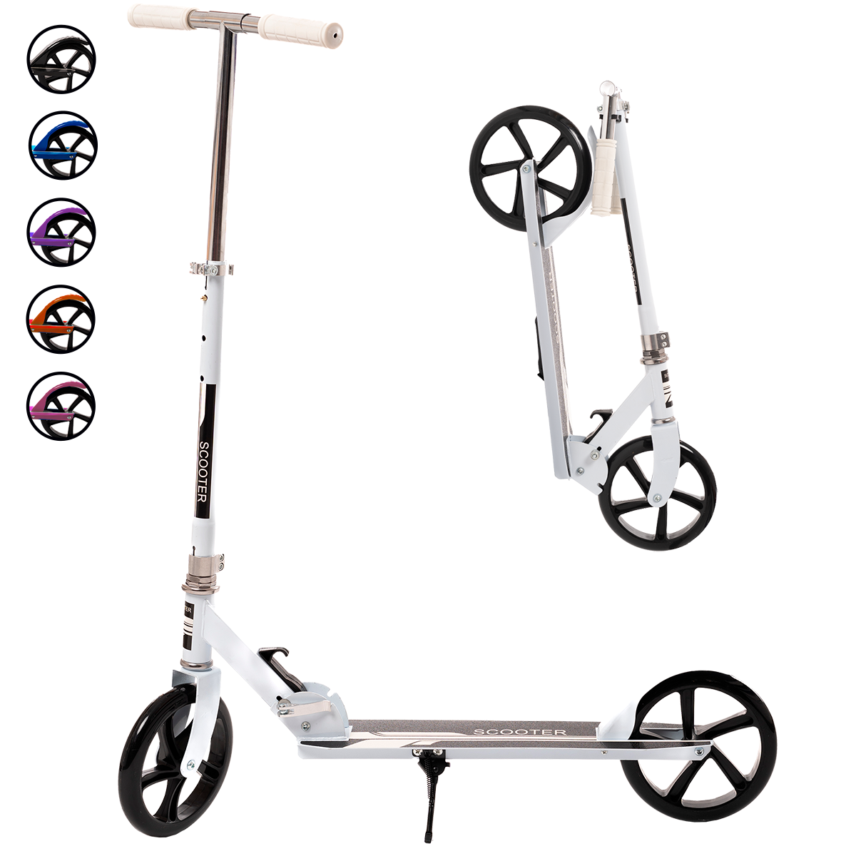 Scooter Plegable y Ajustable Patín Del Diablo Para Niños Y Adolescentes Color Blanco