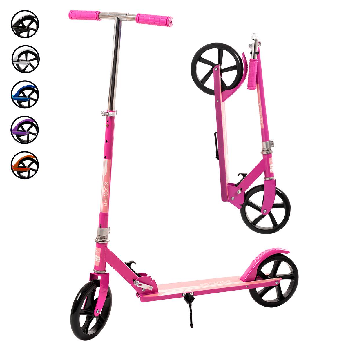 Scooter Plegable y Ajustable Patín Del Diablo Para Niños Y Adolescentes Color Rosa 