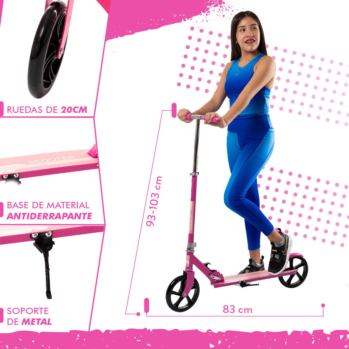 Scooter Plegable y Ajustable Patín Del Diablo Para Niños Y