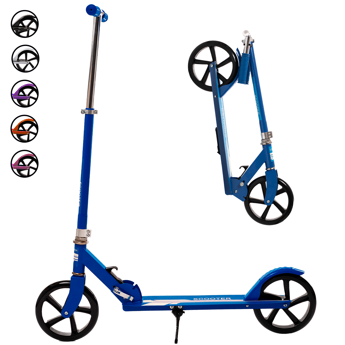 Scooter Plegable y Ajustable Patín Del Diablo Para Niños Y Adolescentes Color Azul