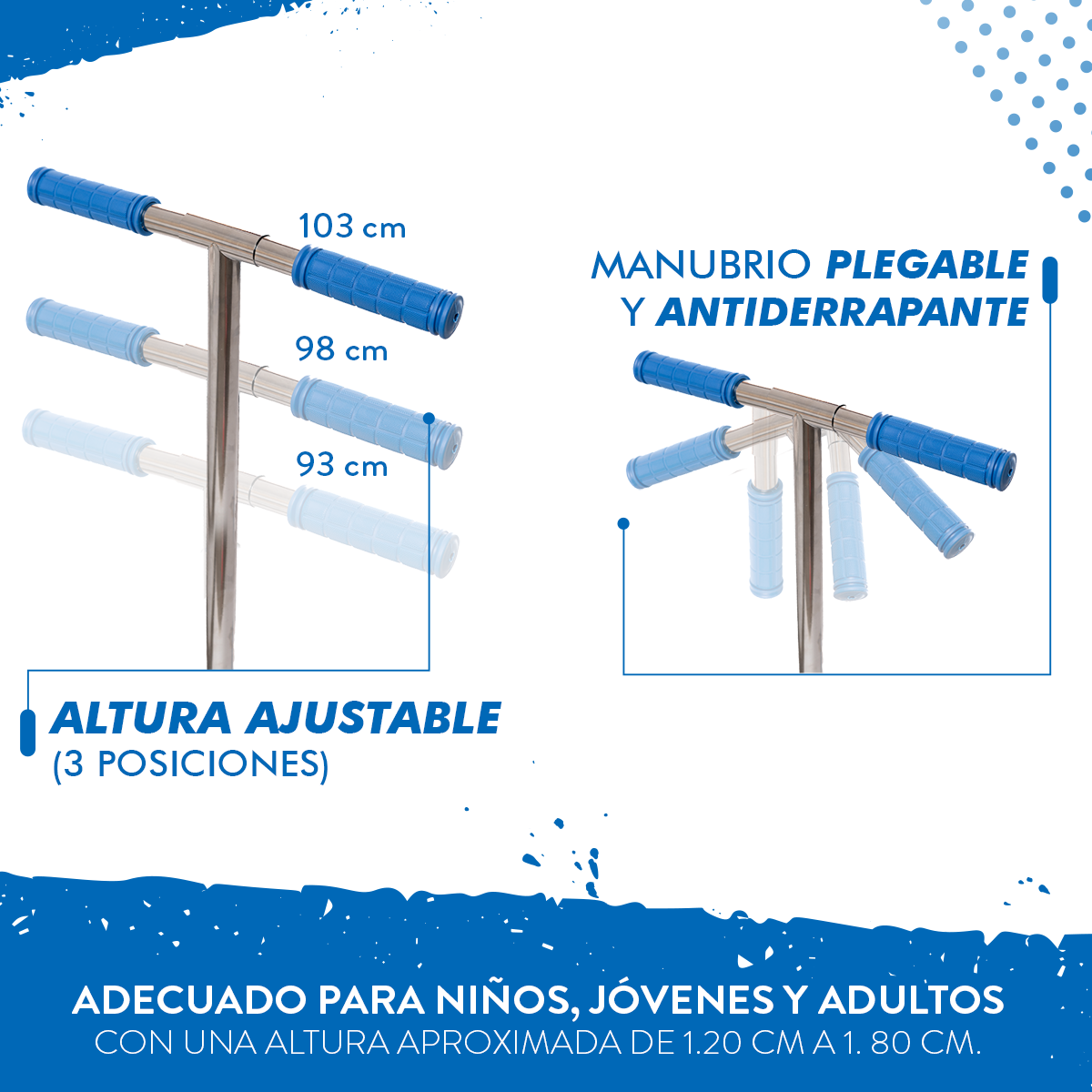 Scooter Plegable y Ajustable Patín Del Diablo Para Niños Y Adolescentes Color Azul