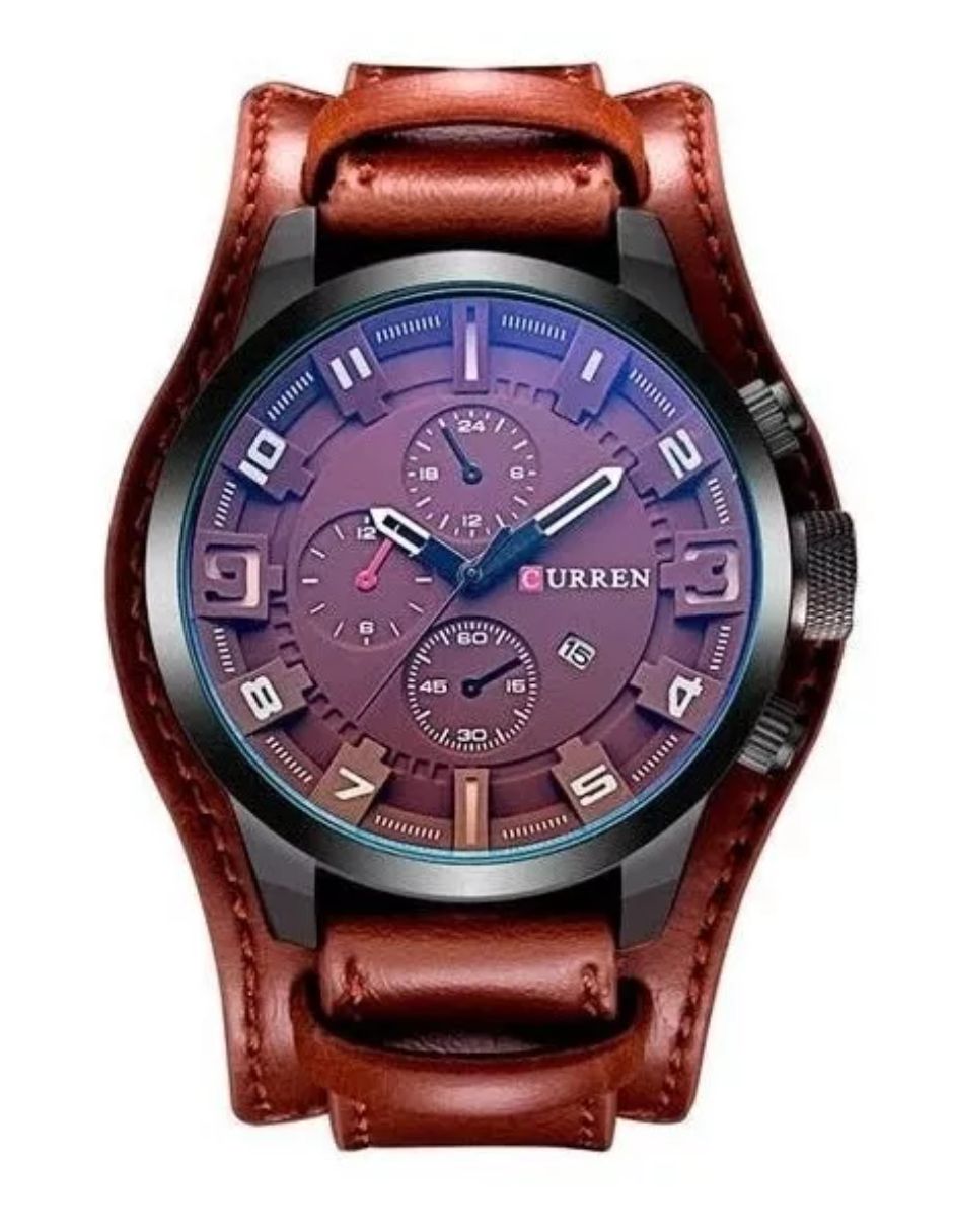 Reloj Curren Hombre Análogo Fechador Ejecutivo Casual Cuarzo Color Cafe