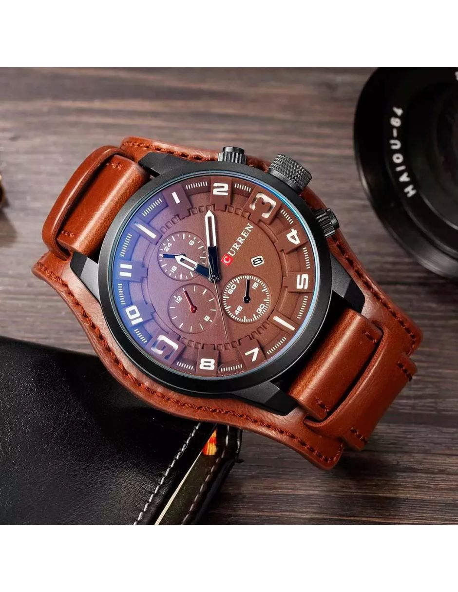 Reloj Curren Hombre Análogo Fechador Ejecutivo Casual Cuarzo Color Cafe