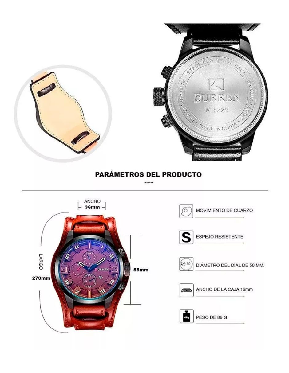 Reloj Curren Hombre Análogo Fechador Ejecutivo Casual Cuarzo Color Cafe