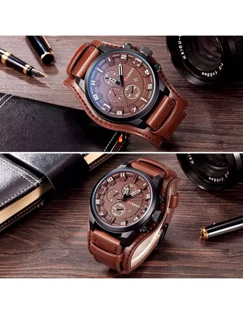 Reloj Curren Hombre Análogo Fechador Ejecutivo Casual Cuarzo Color Cafe