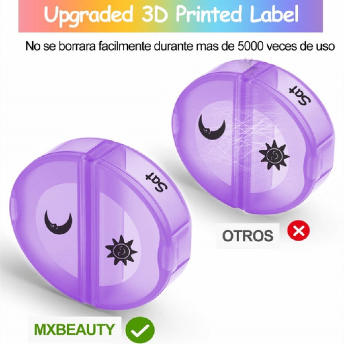 Pastilleros Semanal Organizador Medicamentos Portátil 7 Dias Multicolor