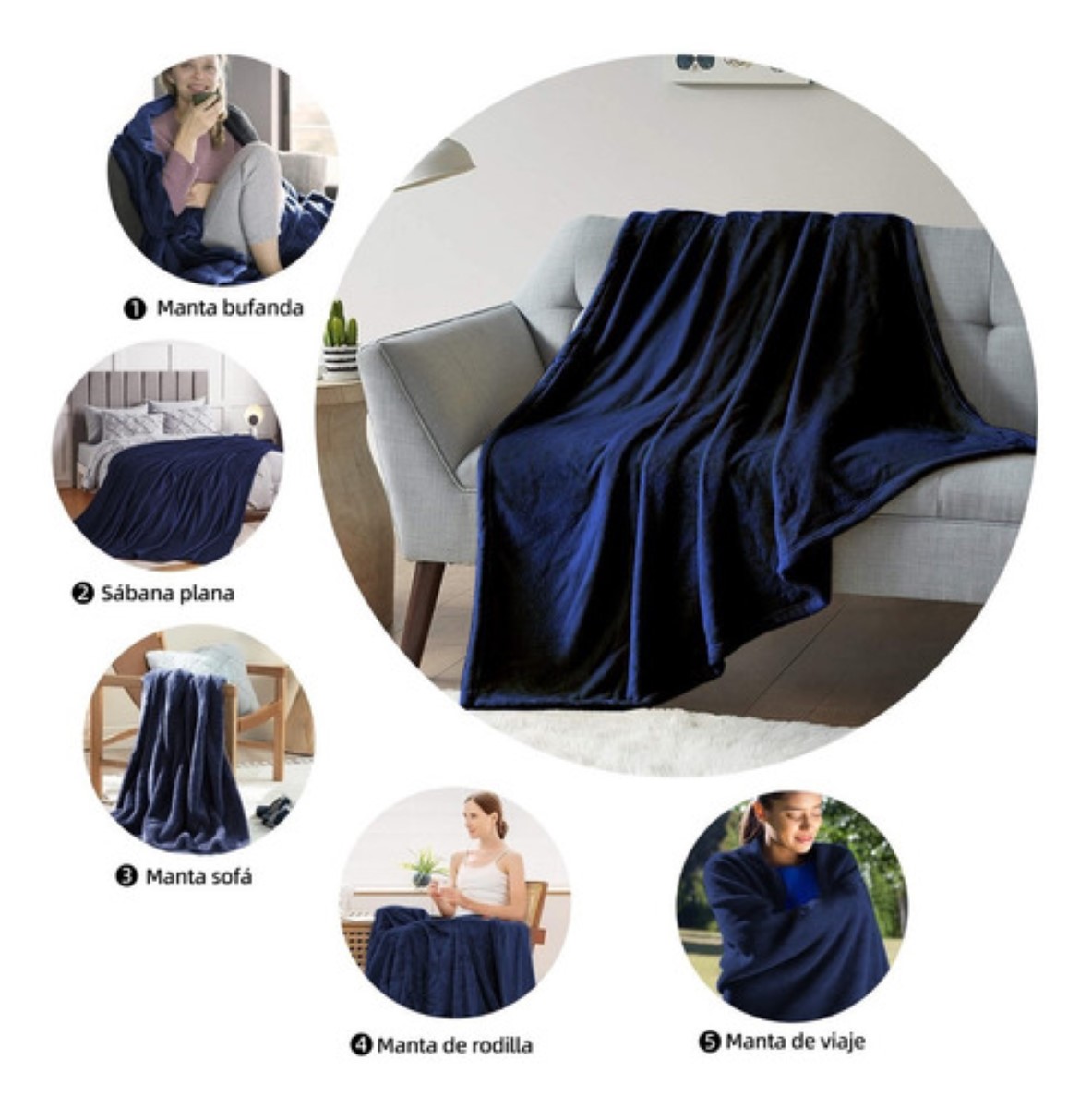 Cobija Frazada Cobertor Flannel Matrimonial Suave Calientita Azul Marino