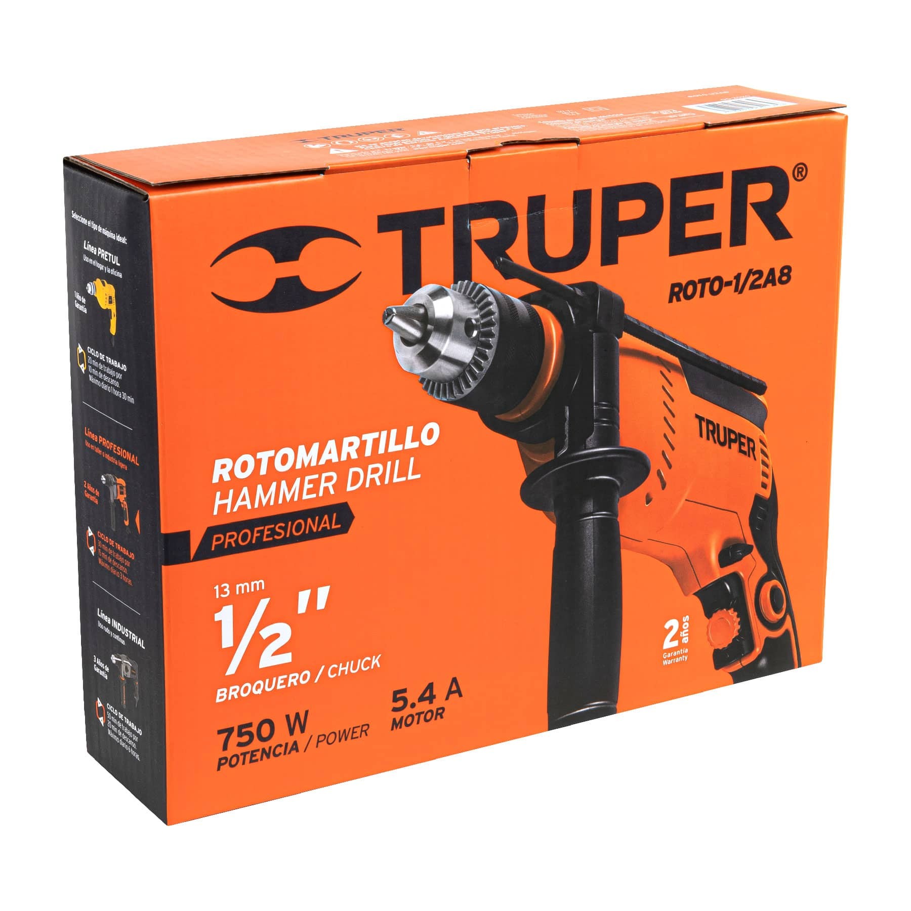 ROTOMARTILLO 1/2" 750 W, PROFESIONAL, TRUPER 14658