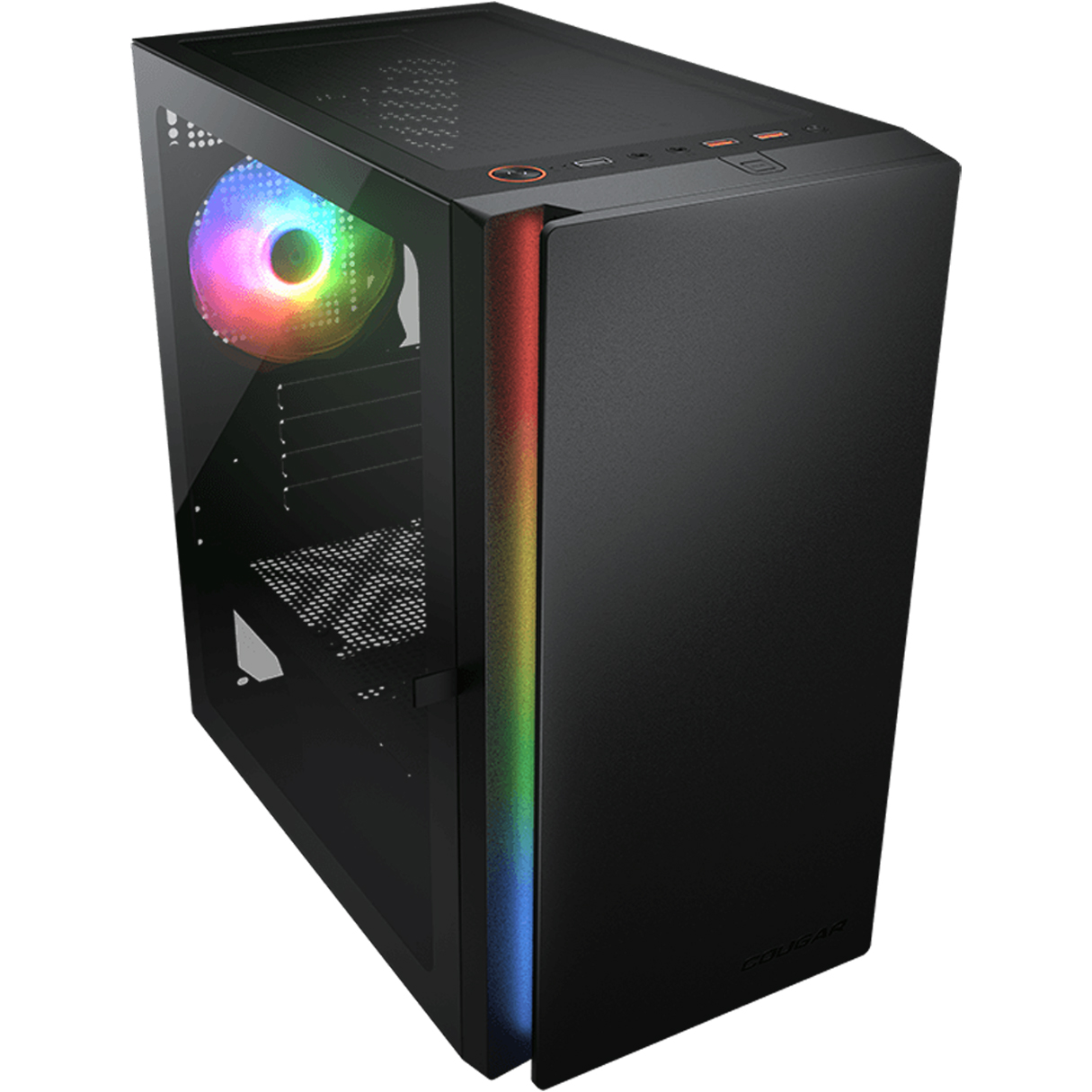 Gabinete Gamer COUGAR PURITY RGB Micro ATX 1 Fan Cristal Templado Negro 385PC40.0001 