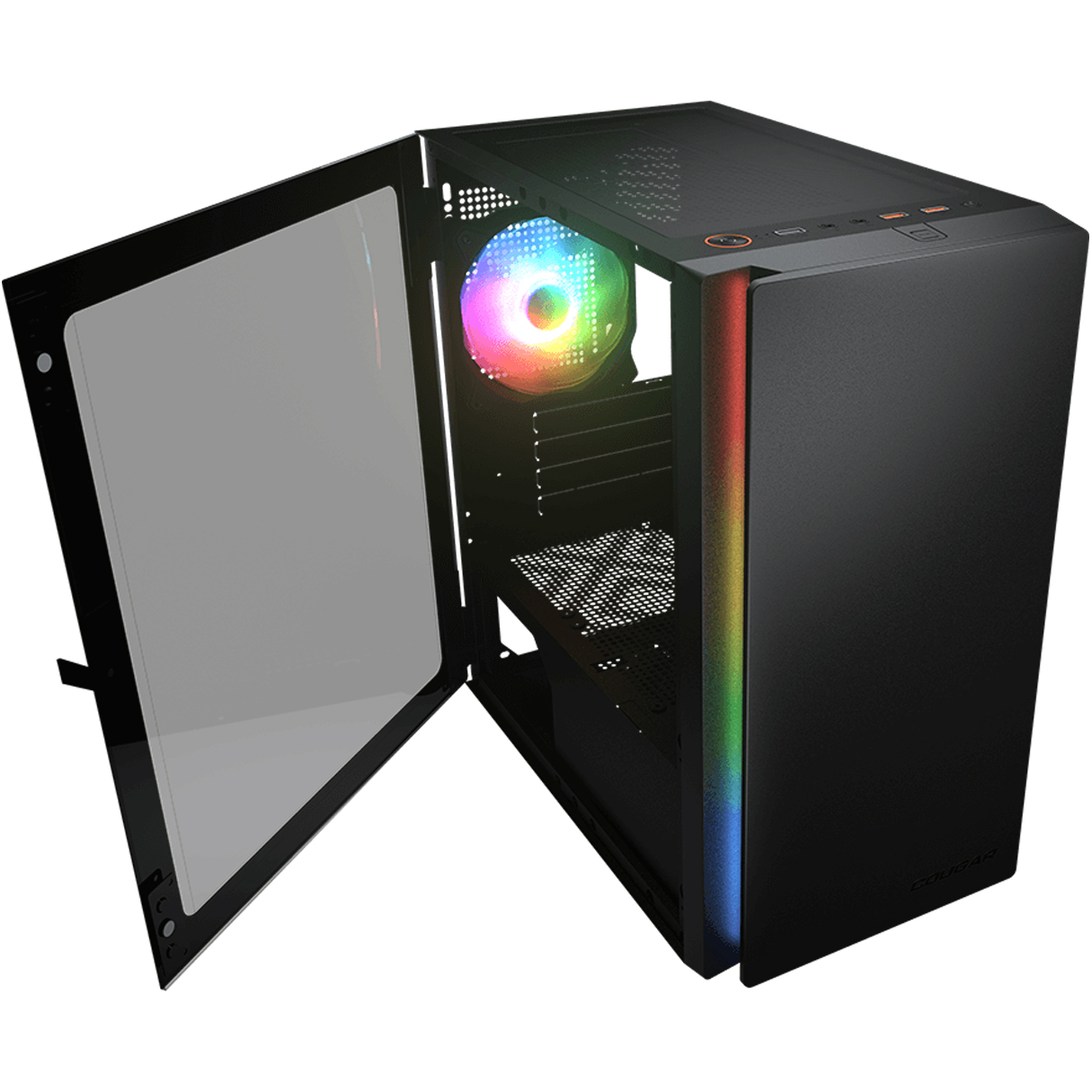 Gabinete Gamer COUGAR PURITY RGB Micro ATX 1 Fan Cristal Templado Negro 385PC40.0001 