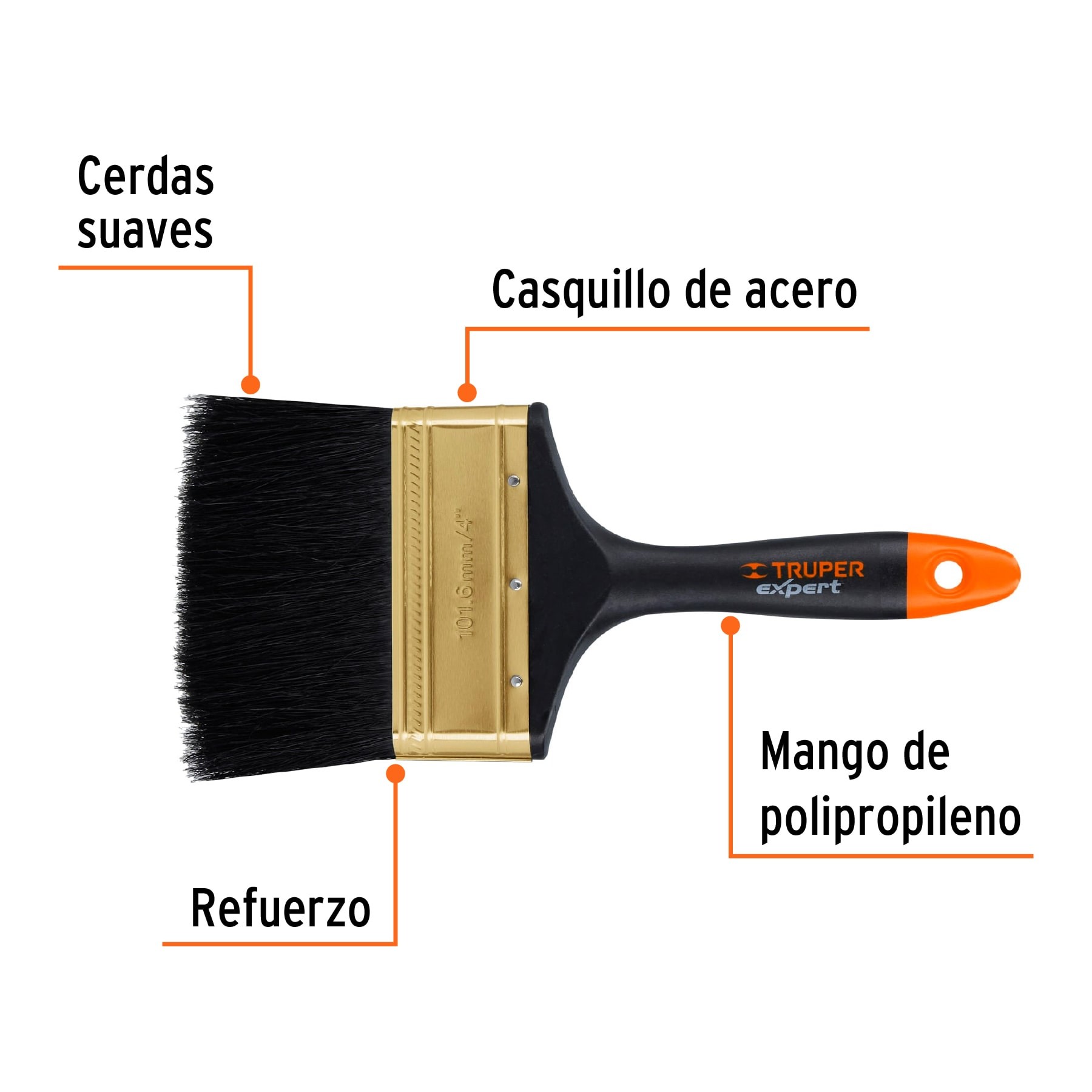 BROCHA PROFESIONAL DE 4" MANGO DE PLÁSTICO, TRUPER EXPERT 17865