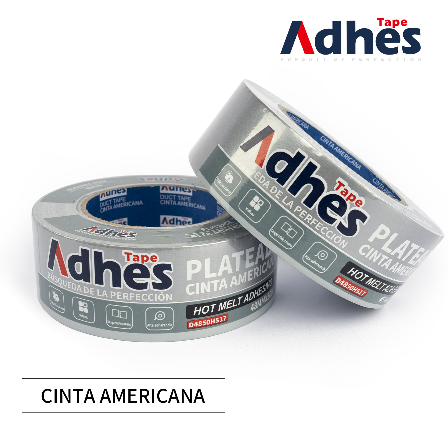 Cinta Americana Adhesiva Adhes Plata 48mm X 50.27m D4850hs17