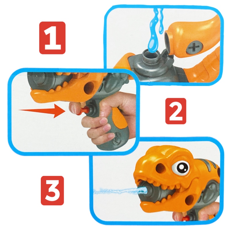 Pistola De Agua Dinosaurio Didáctica Armable Diy