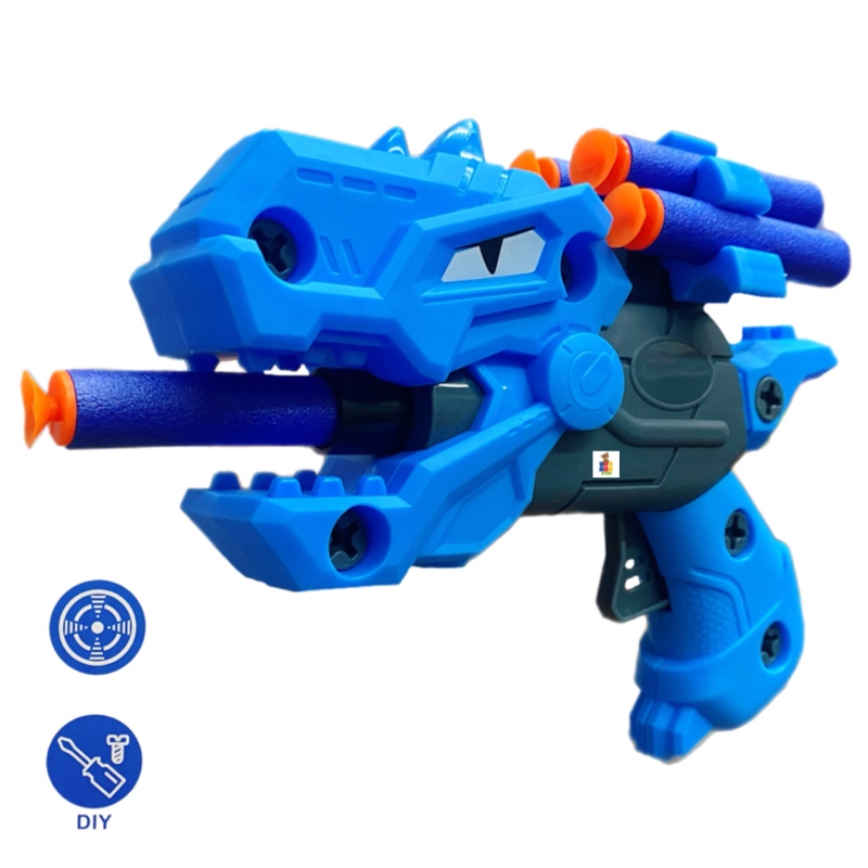 Pistola Dinosaurio Lanza Dardos Didáctica Armable Diy