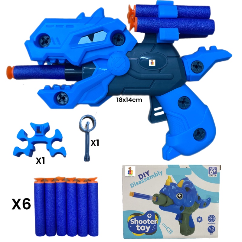 Pistola Dinosaurio Lanza Dardos Didáctica Armable Diy