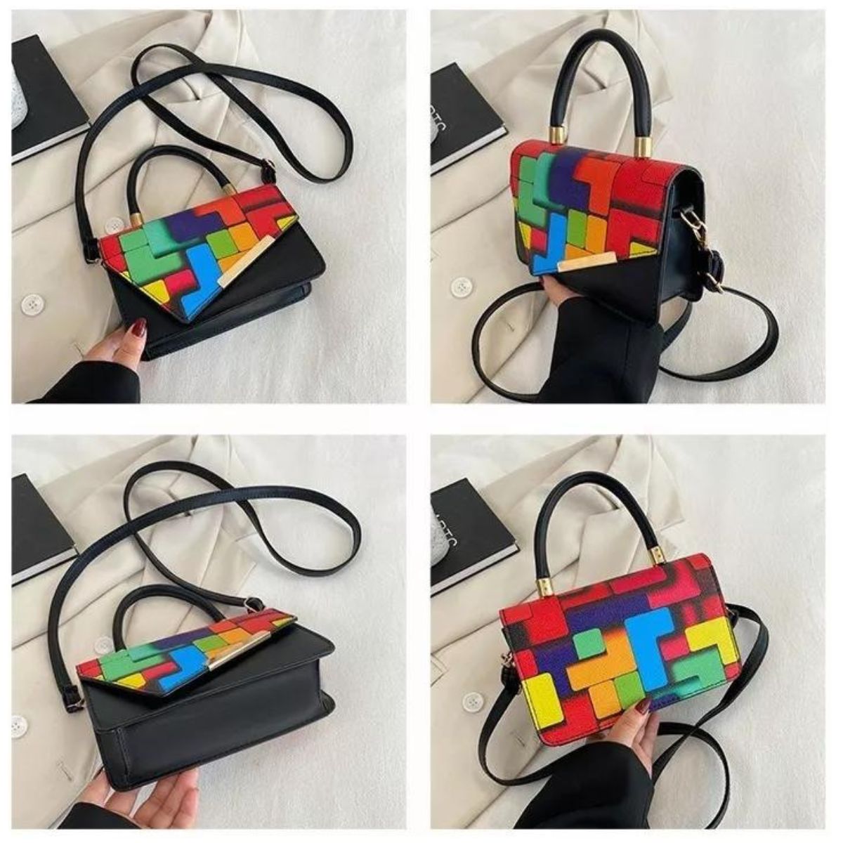 Bolso Bandolera De Mujer Rainbow Cube Negro