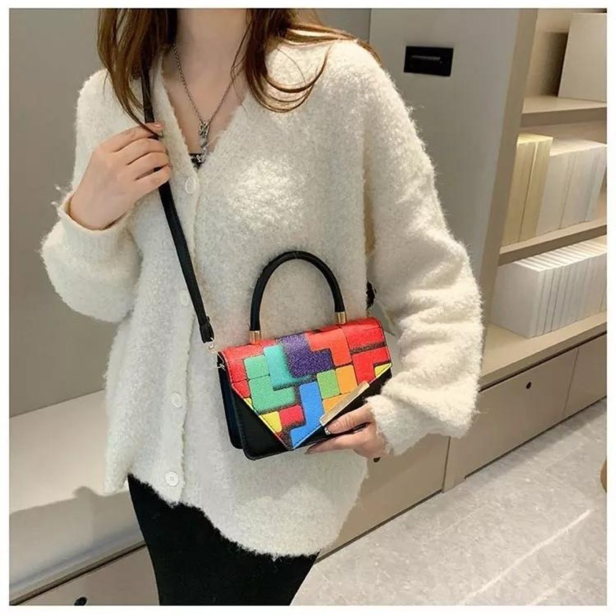 Bolso Bandolera De Mujer Rainbow Cube Negro