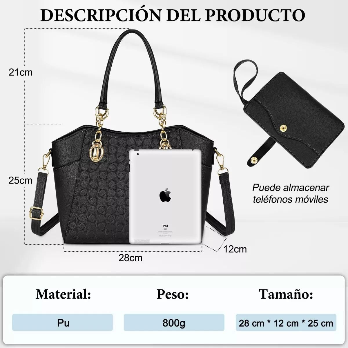 Bolso De Mano Para Mujer Bandolera Moda Hombro Negro