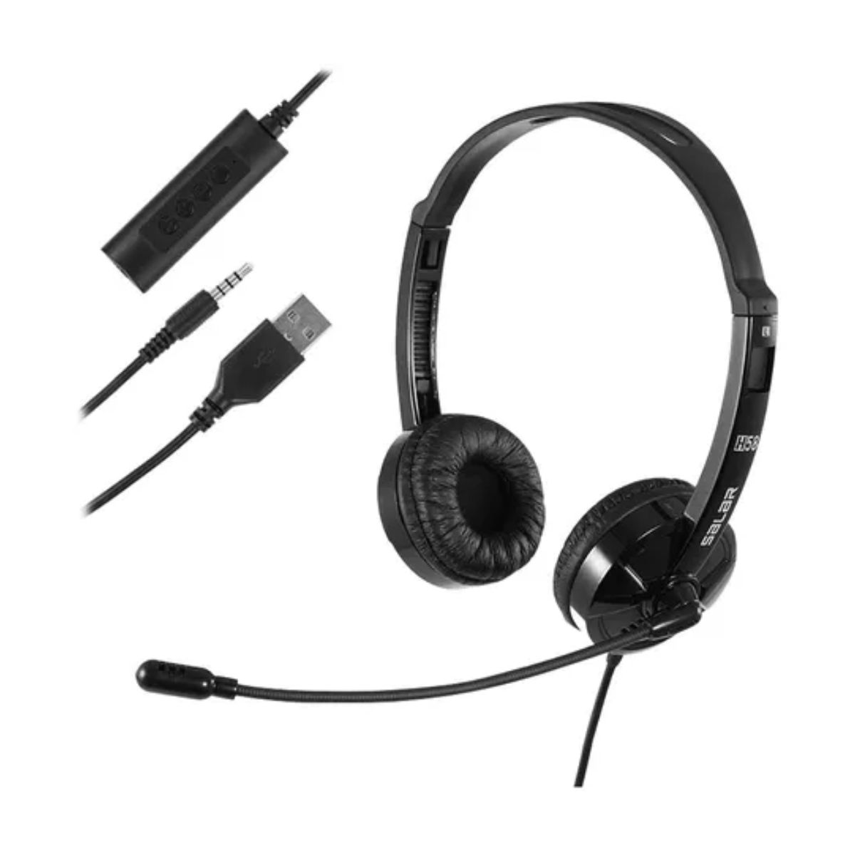 Audífonos Alámbricos Diadema Call Center Con Micrófono Negro