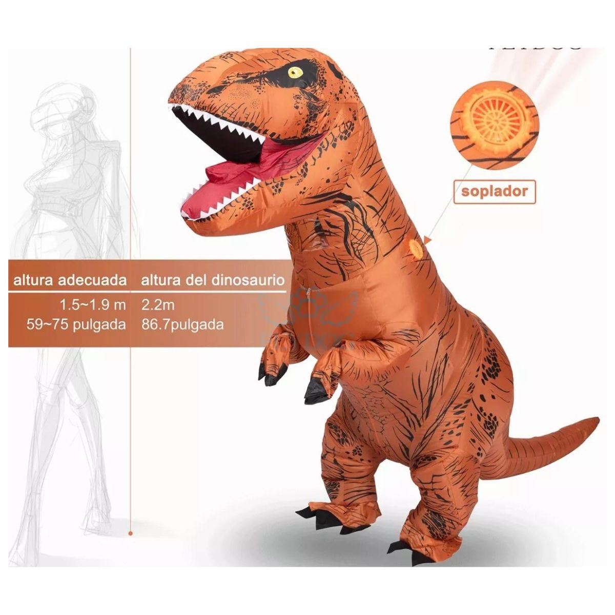 Disfraz Inflable De Dinosaurio T-rex Para Adultos Adult Cafe