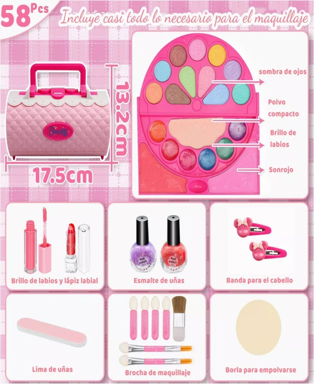 Juego Maquillaje Belleza Para Niña Cosméticos Conjunto 58pzs