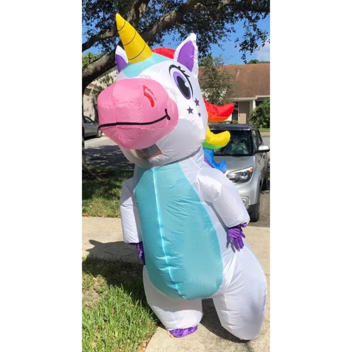 Disfraz De Unicornio Inflable Para Adulto, Halloween Blanco