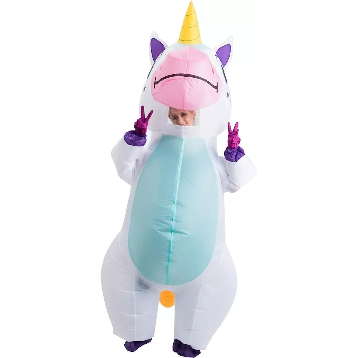 Disfraz De Unicornio Inflable Para Adulto, Halloween Blanco