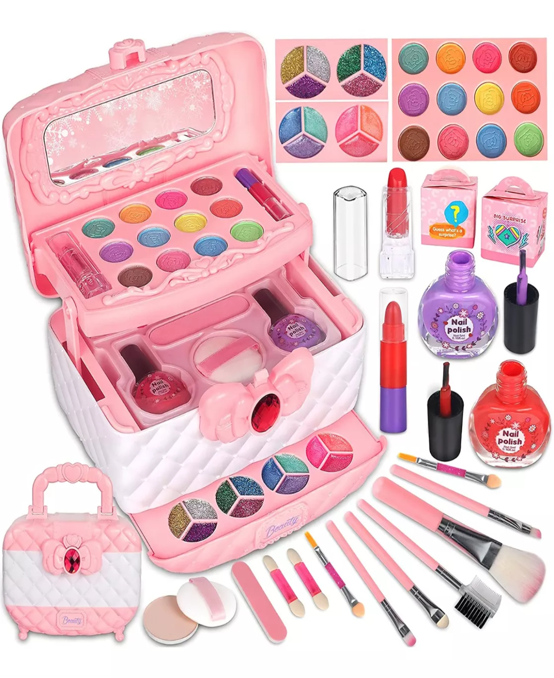 Kit de maquillaje infantil para niñas, juego real de Frozen para niñas de  3, 4, 5, 6, 7, 8, 9, 10, 11, 12 años, lavable, juego de belleza, estuche de