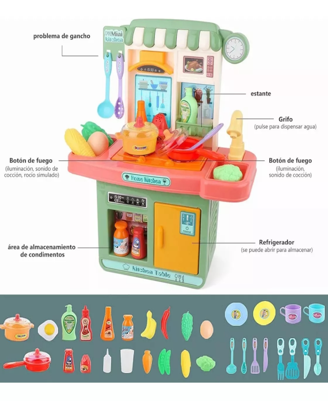 Cocina Juguete Termosellado Cocinita Infantil 33 Piezas