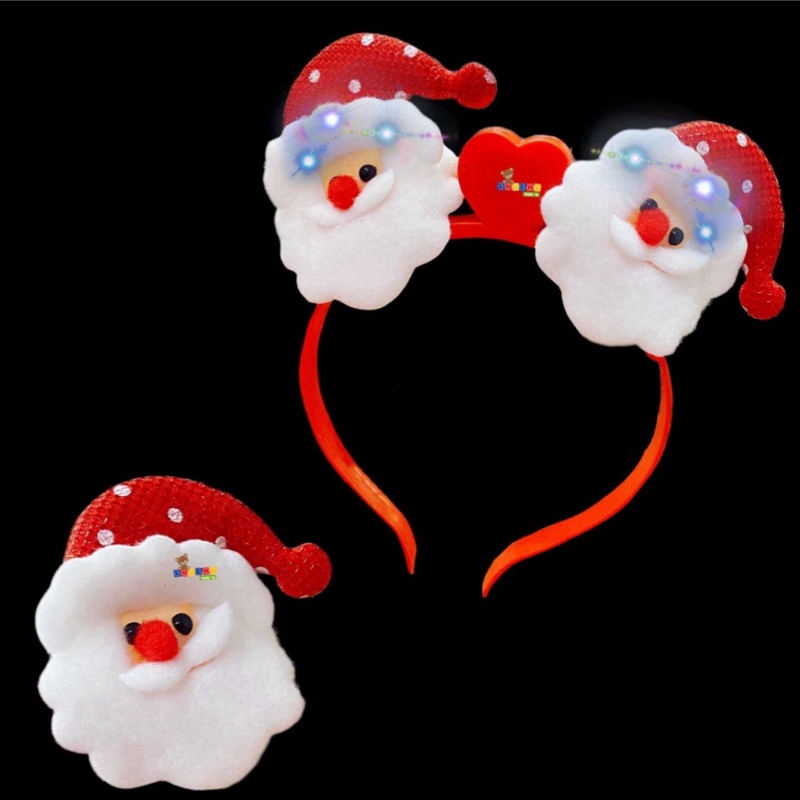 12 Diadema Santa Claus Con Luz Led Navidad Fiesta Posadas