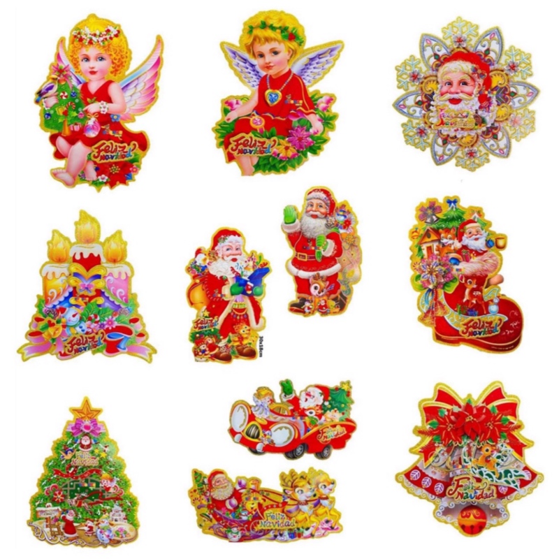 10 Adornos Navideños Decoración3d Navidad Figura Cartón 50cm